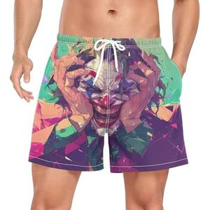 Niigeu Artistic Digital Clown Joker Zwembroek voor heren, sneldrogend, met zakken, Leuke mode, M