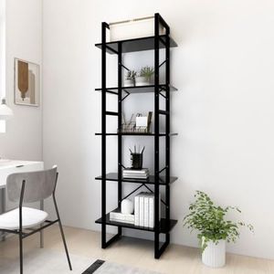 TEKEET This Item- 5-Tier Boekenkast Zwart 60x30x175 cm Engineered Wood-Nice