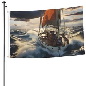 Vlag 5 x 8 ft vlaggen voor buiten grappige banner tuinvlag dubbelzijdige oceaan zeilboot welkom werf banners voor thuis tuin tuin gazon binnen/buiten decor vlaggen