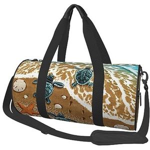 Zebra Print Reizen Duffle Bag voor Mannen Vrouwen Sport Gym Tas Opvouwbare Weekender Bag Carry on Overnight Bag voor Reizen Zwemmen Basketbal, Schildpadden op het strand, Eén maat
