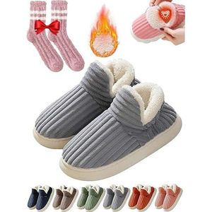 SIAMZYWV Pluffi the Cozy & Stijlvolle Slipper, Pluffi Comfortabele Pantoffi, Pluffi Slippers Mannen, Pluffi Pluffi Wolk Warm Thuis Slipper, Grijs, 34.5 EU