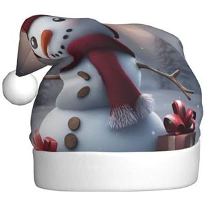 SSIMOO Merry Christmas Leuke Sneeuwman 1 Pluche Kerstmuts Voor Volwassenen, Feestelijke Feesthoed, Ideaal Feestaccessoire Voor Bijeenkomsten