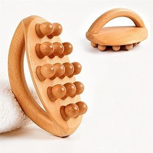 14 Kralen Handheld Gua Sha Massage Borstel Natuurlijke Hout Taille Been Lichaam Meridiaan Schrapen Cellulite Tool 1Pcs