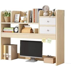 Desktop plank, Open opslag Display Rack, Computer Desk Tabletop Bookshelf, multifunctionele houten desktop boekenplank opslag organisator voor Dorm Office Home(Natural,92cm/36.2in)