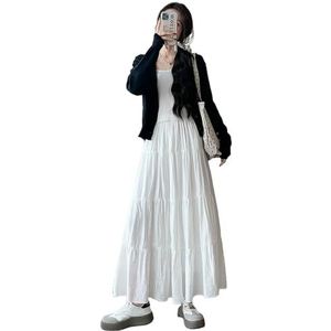 UGIENRHV long skirt Women's Spring And Summer High Waist A-line Slim Pleated Skirt-white (tall Person)-m
