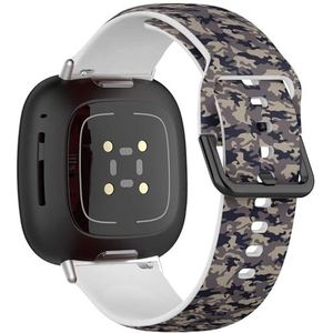 Sportbandje compatibel met Fitbit Sense / Sense 2 / Versa 4 / Versa 3 (Camouflage Military) siliconen armband accessoire