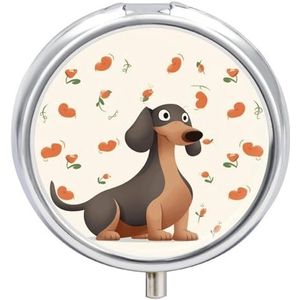 I Love My Dog Teckels Pillendoosje Ronde Draagbare Kleine Pillenhoes Waterdichte Reizen Pillendoos Organizer voor Pocket Portemonnee en Dagelijks Gemak