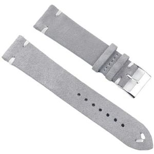 Jeniko Retro Suède Horlogeband 18mm 20mm 22mm 24mm Bruin Horlogebandje Roestvrij Staal Zilveren Gesp For Mannen Vrouwen Horloge Vervanging(Color:Gray-white wire,Size:24mm)