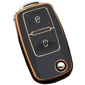 Sleutelbehuizing 2 3 Knoppen TPU Autosleutel Case Cover Shell Fob Voor MK4 Voor Bora Voor Golf 4 5 6 Voor Jetta Voor Passat Voor Polo Voor Touran Voor Octavia Autosleutelhoesje(2 Button G-Black)