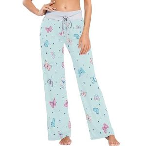 Mnsruu Dames Pyjama Bottoms Kleurrijke Vlinder Blauw, C67, M