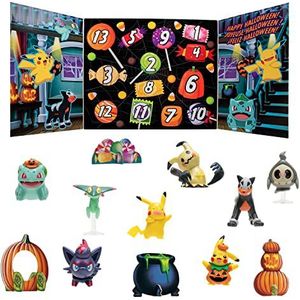 BANDAI JW2688 - Pokémon – adventskalender Halloween – 8 Pokémon-figuren en 5 accessoires – Pikachu, Zorua, Malossa, Bulbizarr, Fantyrm, Skelennox en Mimiqui – PKW2688