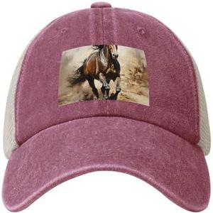 Western Horse Cowboy Mesh Baseball Cap, Polo Hoed, Trucker, Unisex Stijl Hoofddeksels, Snapback Verstelbaar, Mannen Vrouwen Zwart, Rood, Eén Maat