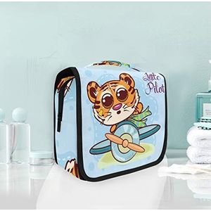 Hangende opvouwbare toilettas cartoon vliegtuig vliegende tijger make-up reisorganizer tassen tas voor vrouwen meisjes badkamer