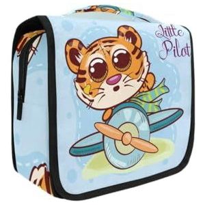 Hangende opvouwbare toilettas cartoon vliegtuig vliegende tijger make-up reisorganizer tassen tas voor vrouwen meisjes badkamer