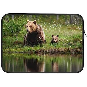 River Bear Mom Gedrukt Computer Handtas Laptop Case Cover Notebook Pocket Case Laptop Sleeve 15 inch