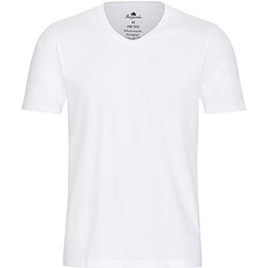 Burgweber Heren business onderhemd verpakking van 4 stuks wit & huidskleur V-hals korte mouwen extra lange rug stretch (95% katoen, 5% elastaan) T-shirt Shirt Slimfit, wit, XXL