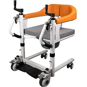 Home Patiëntliftrolstoel met 180° gedeelde zitting, draagbare transportrolstoel met rugleuning en potje, 5 in 1 transferstoel voor ouderen met een handicap