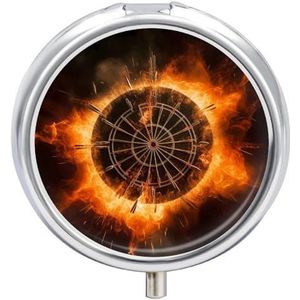 Dart Board Pillendoos Mini Pil Case Pocket Pil Case voor Mannen Reizen Pillendoos Leuke Pil Organizer 3 Compartiment Geneeskunde Pil Organizer Pil Container Pil Houder