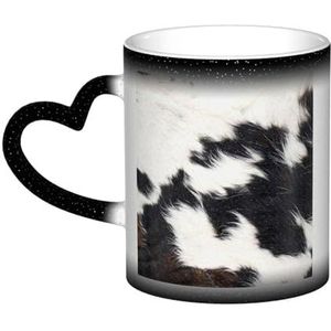 Bruine Koeienhuid 1, Keramiek Mok Warmtegevoelige Kleur Veranderende Mok in de Hemel Koffiemokken Ceramische Kop 330ml