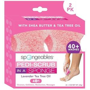 Pedi-Scrub In A Spons Lavendel Tea Tree Olie, 2 Stuk