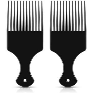 YUTOU 2 stuks afro haarkam, glad haar, pick-kam, kunststof, brede tanden, haarpick-kam, natuurlijke krullenkam voor kapper styling gereedschap voor dicht, krullend, lang haar voor dames en heren