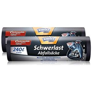 Swirl Professionele afvalzakken met trekkoord, 240 liter, scheurvast, 2 rollen met elk 5 zakken