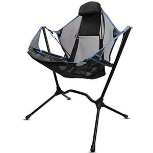 BKSYOFU Outdoor Aluminium Schommelstoel Camping Fauteuil Opvouwbare Vissen Stoel Tuinfeest Wieg Maan Stoel(Argento)