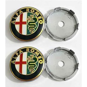 SJZZJMZ 4 stuks auto wielnaafdoppen voor Alfa Romeo 59mm auto wielnaafdoppen vervangende naafdoppen stickers A