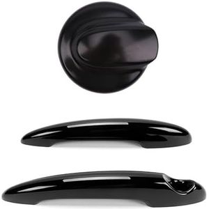 Automatische deurgreep Voor BMW Voor Mini Voor Cooper S R55 R56 2007-2013 Auto Gas Brandstoftank Filler Cap Cover & 2 Buitenur Handvat Covers Koolstofvezel Auto Exterieur Deurklink (Kleur : Zwart)