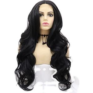 DieffematicJF Pruik Black Big Wave Long Curly Hair Small Lace Wig High Temperature Silk Head Cover