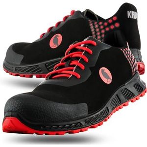 KRÄHE Black Crow S3 ESD SRC halfhoge veiligheidsschoenen, werkschoenen en veiligheidsschoenen voor heren, rood, 39 EU