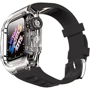 OFWAX Ice Clear Horloge Case Met Fluororubber Horloge Band Modificatie Kit, Voor Apple Watch Series 8 7 45mm, Transparante Cover Horlogeband, Voor Iwatch SE 6 5 4 44mm, For 44mm, agaat