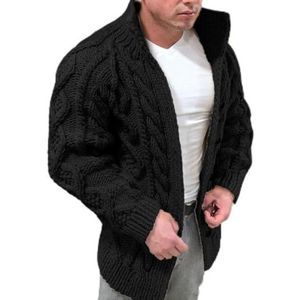 LucklyingBao Mannen gebreide trui vest - herfst winter kleding dikke gebreide jas, heren gebreide twist warme grote maat vesten jas, zwart, 5XL
