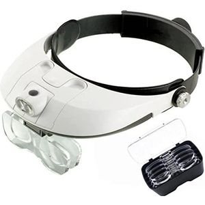 Magnifying Glass Lamp Dual LED Lamp Glasses Magnifier,4 Lens Replacement Headband Magnifying Glass with Light for Reading, Jewelry Maintain Repair Flexible Gooseneck Arm marriage