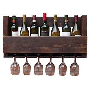 JLVAWIN Opbergrek wijnhouder wandmontage grenen houten wijnrek, Europees retro wijnglas opknoping rek & houder plank voor keuken/bar/restaurant 70 * 33 * 12 cm planken