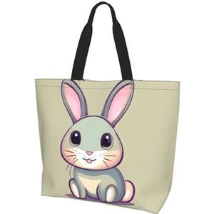 MYGANN Leuke Kleine Bunny Vrouwen Grote Capaciteit Schouder Waterdichte Boodschappentas Voor Dagelijkse Reizen Gift Bag, Zwart, Eén maat