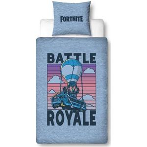 Beddengoed Fortnite 135x200 - tiener gaming cadeau-idee Battle Royale 1 x kussensloop 80 x 80 cm + dekbedovertrek 135 x 200, met ritssluiting - omkeerbaar motief - fanartikel tienercadeau jongens en