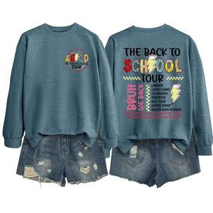 MLZHAN ABCD The Back To School Tour in Front Print Dames Sweatshirt The Back To School Tour Bruh We Back The Back The Back Print Shirt (Blauw, M), Blauw, M