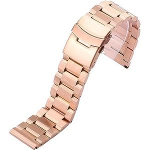 CBLDF 18 20 22 24mm Horlogebanden Armband Vrouwen Mannen Zilver Rose Goud Zwart Roestvrij Staal Geborsteld Vervang Horloge Band Band (Color : Rose Gold, Size : 24mm)
