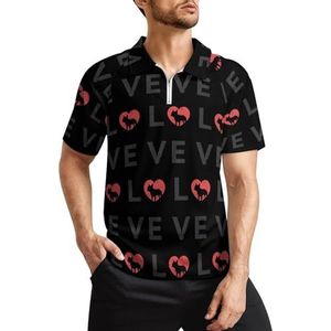 LIEFDE Hart Hond Heren Golf Polo Shirts Klassieke Fit Korte Mouw T-Shirt Gedrukt Casual Sportkleding Top M