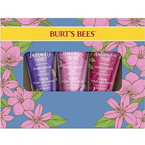Burt's Bees Handcrème cadeauset met karitéboter, lavendel en honing, wilde roos en bessen en watermeloen en munt, 3 stuks