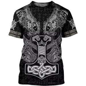 Viking Crew Neck T-shirts Voor Heren - Noorse Mythologie 3D All Over Printed Korte Mouw Workout Shirts Tops Voor Hardlopen - Unisex Zomer Hiphop Harajuku Mode Streetwear