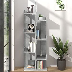 DIGBYS Boekenkast Beton Grijs 48x25,5x140 cm Engineered Hout