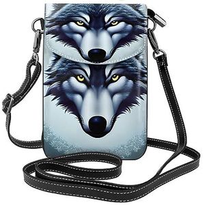 Fierce Wolf Head Crossbody-tas met ritssluiting, schoudertas voor dames met kaartsleuf, afneembare schouderriem, 19,2 x 12,5 cm., Zwart, Eén maat