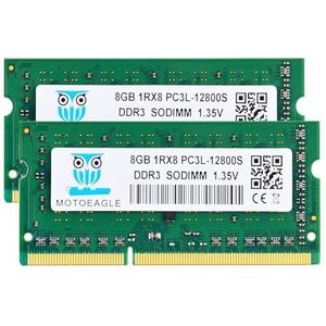 16GB 1RX8 PC3L-12800S RAM, 16GB Kit (2x8GB) DDR3L-1600 SODIMM PC3L-12800 DDR3 1600Mhz 1Rx8 1.35V Dual Rank RAM voor laptop 204 PIN CL11
