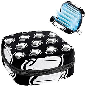 Zwart Wit Bokshandschoenen Ponsen Periode Pouch Draagbaar,Tampon Opbergtas voor Maandverband, Meerkleurig, 4.7x6.6x6.6 in/12x17x17 cm