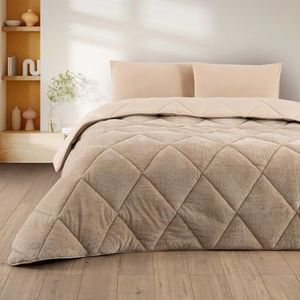 NORDIC SCHILLER Welsoft Dubbelzijdig dekbed, 215 x 235 cm, beige, 50% katoen, microvezel, dekbed voor het hele jaar, ademende slaapdeken voor mensen met allergieën, zachte deken, wasmachinebestendig
