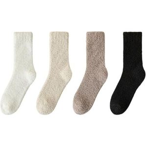 Możesz nosić te ciepłe zimowe skarpetki, zarówno n Damessokken 4 paar Multicolor One Size(4 Pairs Mid-tube)