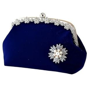 Retro stijl diamant fluwelen banket tas Cheongsam Hanfu tas clutch tas crossbody tas schoudertas jaarlijkse feesttas (Color : Blue)