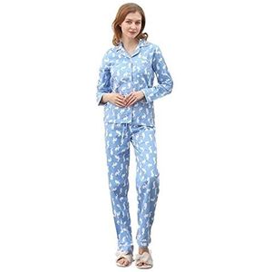 Gedrukt Pyjama Vrouwen Lente En Herfst Katoen Zachte Mode Lange Mouw Thuis Pak Kan Worn Buiten, A, M
